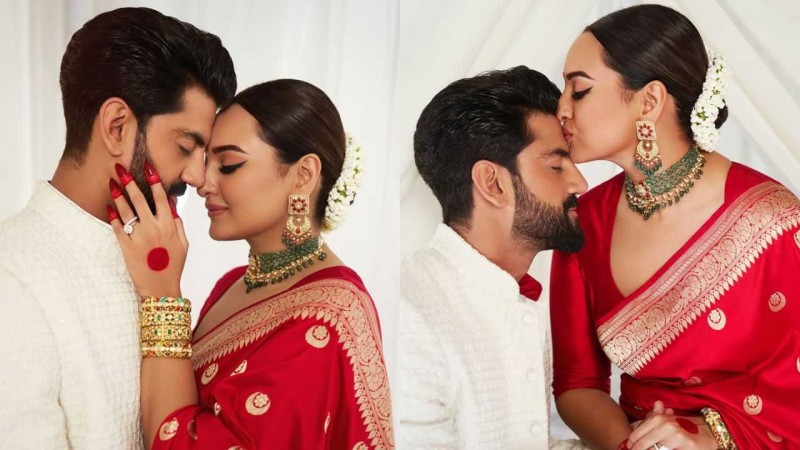 Sonakshi Sinha的婚礼照片｜ sonakshi sinha的新婚礼照片：新婚夫妇在接待后的照片中发表了感性｜名人新闻