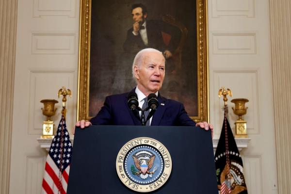 President Joe Biden announces a proposed ceasefire between Israel and Hamas in Gaza while delivering remarks in the State Dining Room at the White House on May 31 in Washington, DC.